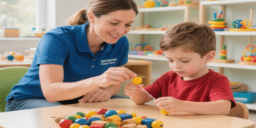 A child practicing fine motor skills with an occupational therapist during a therapy session at the Best ADHD and Autism Center in Pune.