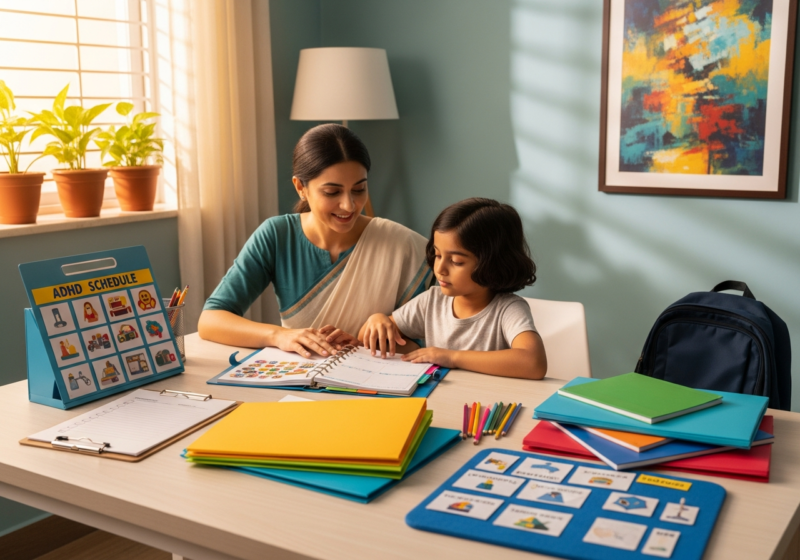 Academic organization skill training session at the Best ADHD and Autism Center in Pune