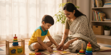 Parent supporting child learning activity inspired by programs at the Best ADHD and Autism Center in Hadapsar