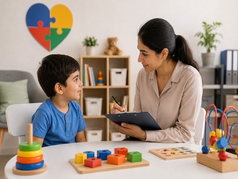Child undergoing an autism assessment with a qualified professional