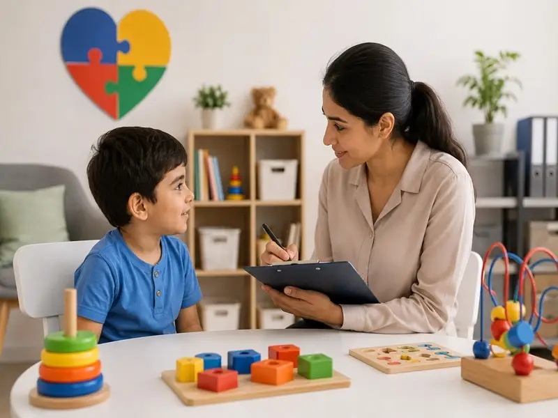 Child undergoing an autism assessment with a qualified professional
